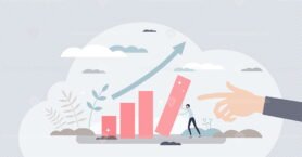 Performance progress or improvement with financial growth tiny person concept