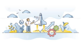 Performance boost, business development and company growth outline concept