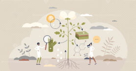 Plant physiology research or cellular biology examination tiny person concept