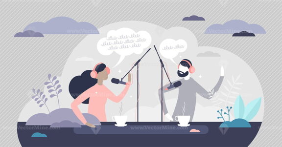 Podcast interview vector illustration
