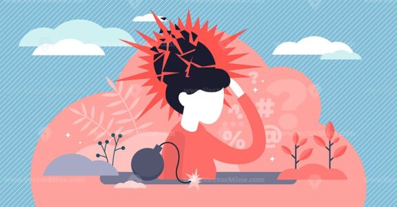 Psychological trauma concept, flat tiny person vector illustration