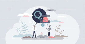 Questions and answers or ask clarify unclear information tiny person concept