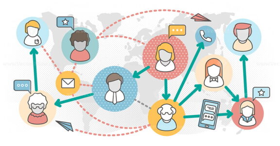 FREE Referral marketing outline concept vector illustration