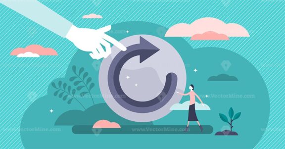 Refresh concept, flat tiny person vector illustration