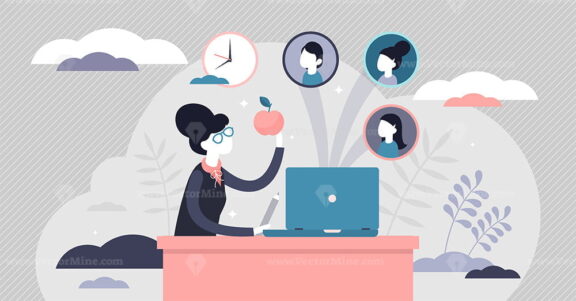 Remote learning vector illustration