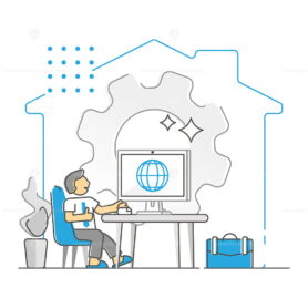 FREE Remote work from home to take distance from office monocolor outline concept