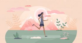 Running workout exercise as outdoors sport activity tiny persons concept