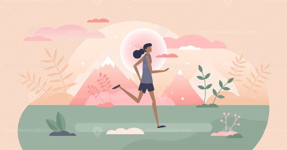 Running workout exercise as outdoors sport activity tiny persons concept