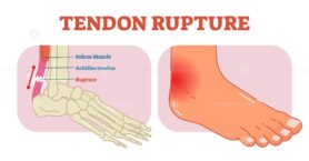 Tendon rupture anatomical example illustration