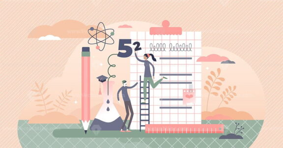 School education with pupil knowledge development scene tiny person concept