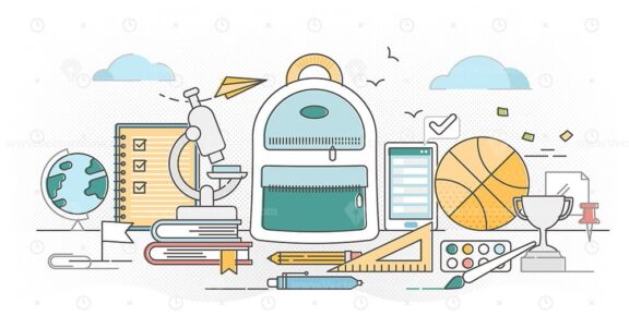FREE Primary school outline concept vector illustration