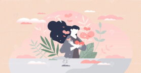 Self love, ego confidence and body acceptance and esteem tiny person concept