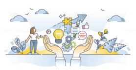 Skills and competence set for professional career development outline concept