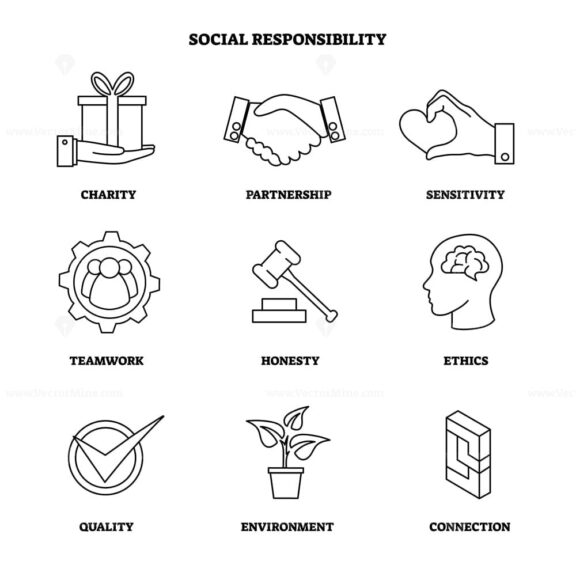 FREE Vector illustration with social responsibility icon set