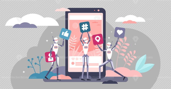 Social media bots vector illustration