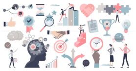 Soft skills set with ability or competence for career outline collection
