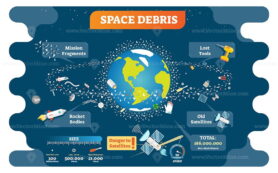 Space debris vector illustration