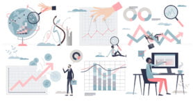 Statistics and data interpretation with graphics tiny person collection set