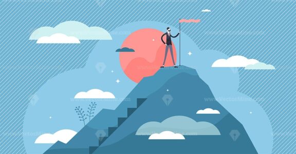 Success business vision concept, flat tiny businessman person vector illustration