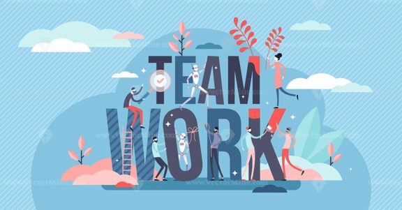 Teamwork activity concept, tiny person vector illustration