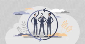 Teamwork partnership as business collaboration assistance tiny person concept
