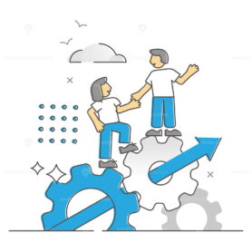 Teamwork effective assistance and collaboration monocolor outline concept