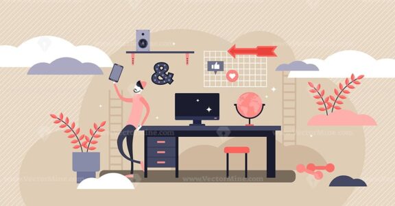 Teenager desk vector illustration