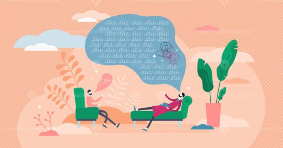 Therapy session concept, flat tiny person vector illustration
