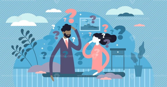 Thinking couple vector illustration