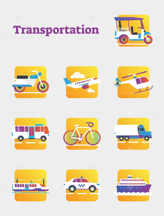 FREE Transportation concept icons vector illustration