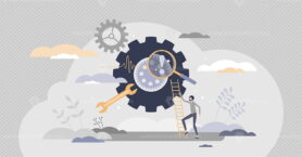 Troubleshooting and software failure diagnostic work tiny person concept