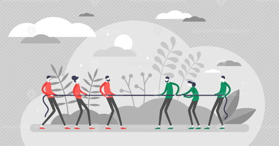 Tug of war vector illustration