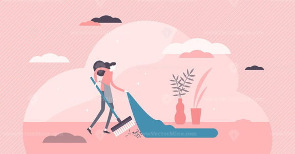 Under the rug vector illustration