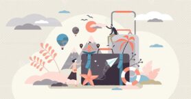 Vacation concept, flat tiny person vector illustration