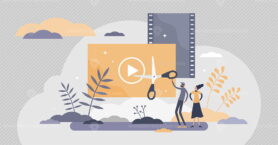 Video editing software app for visual communication tiny persons concept