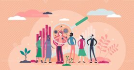 Virus statistics concept, flat tiny persons vector illustration