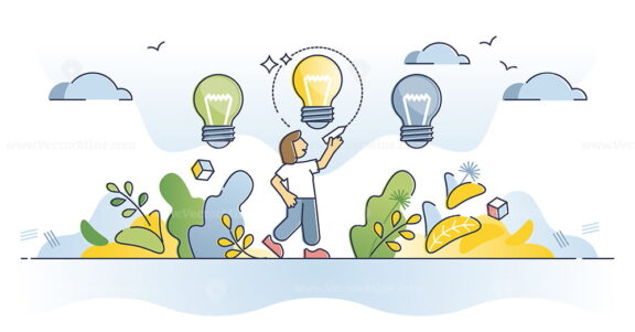 Vision and ideas as creative project selection for business outline concept