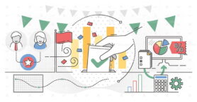 Online voting, outline concept vector illustration
