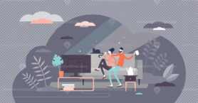Watching movies vector illustration