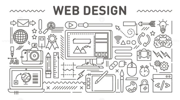 FREE Web design concept, vector outline illustration set