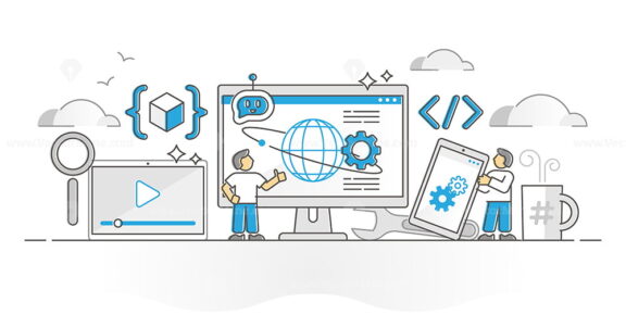 FREE Web development coding, programming and designing monocolor outline concept