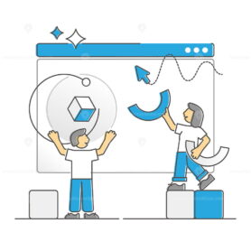 FREE Web project management with work process control monocolor outline concept