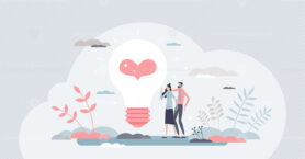 Well-being as positive mindset and partner happiness tiny persons concept