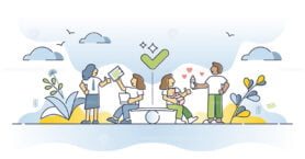 Work life balance as choice between career and family side outline concept