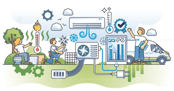 AC repair and conditioning maintenance for effective usage outline concept