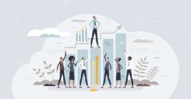 Achievements in business and finance for money profit tiny person concept
