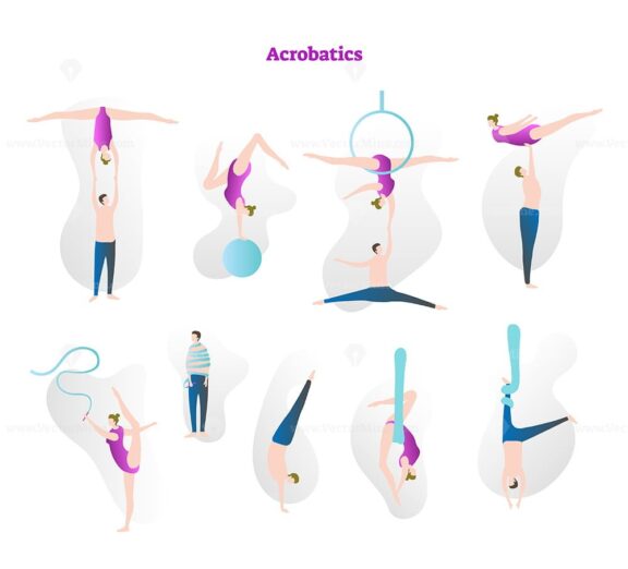 FREE Acrobatics vector illustration icon collection set