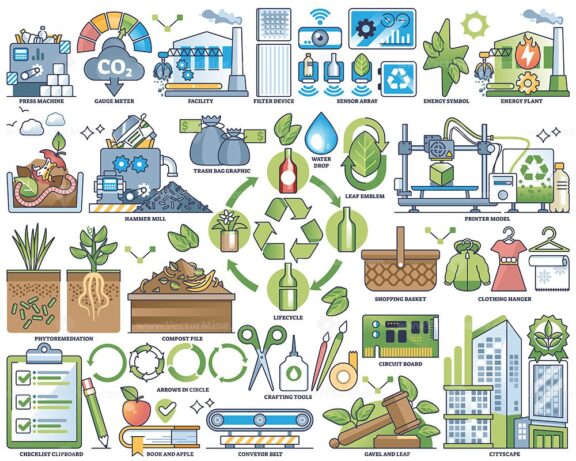Advanced waste management and recycling technologies outline collection set