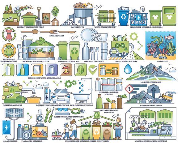 Advanced waste management and sustainable garbage recycling collection set