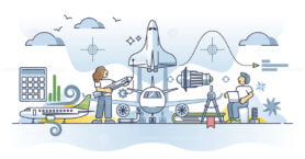 Aerospace engineering with aviation knowledge specialty outline concept